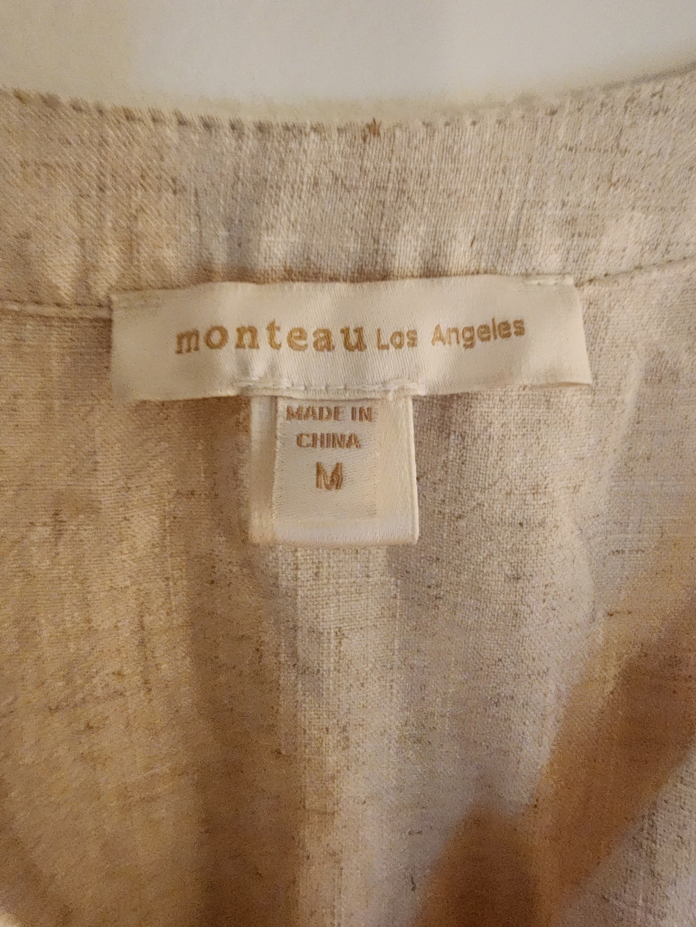Monteau Sleeveless Linen Button-Front Dress in Cream with Brown Buttons - Picture 4 of 6